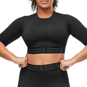 Good American Black Icon Jersey Crop Top